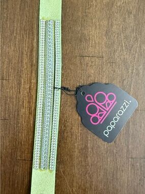 Paparazzi Neon Lime Faux Suede Rhinestone Multi-Row Wrap Bracelet